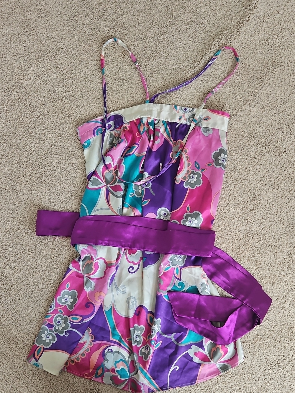Girls Pink & Purple Floral Satin Dress with Sash🌷🌷🌷cute dress 🥰
